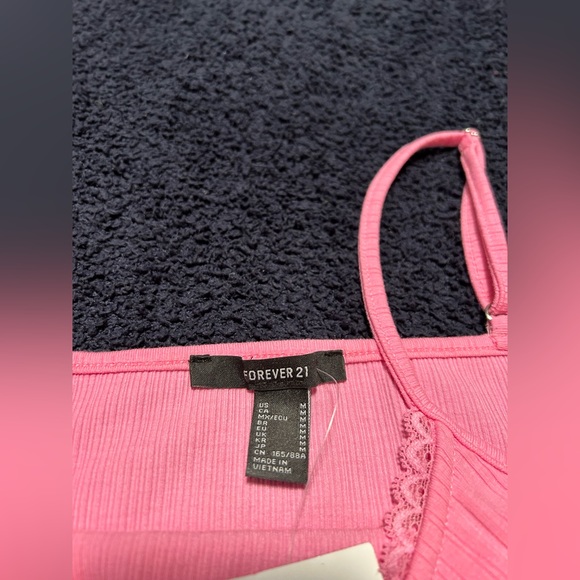 Forever 21 Pink Ribbed Lace Trim Cami Tee - Picture 5 of 7